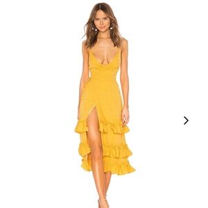 Elegant Yellow Ruffle Dress